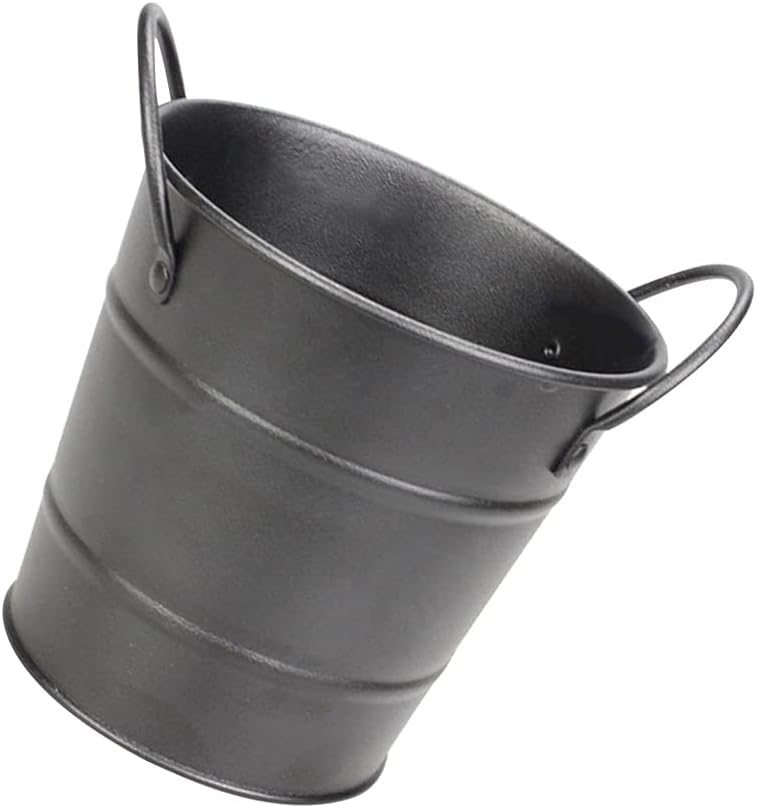 1PC Mini Ice Bucket Two Handles Portable Black Metal Container French Fries Buckets Pails for Bar Home Party