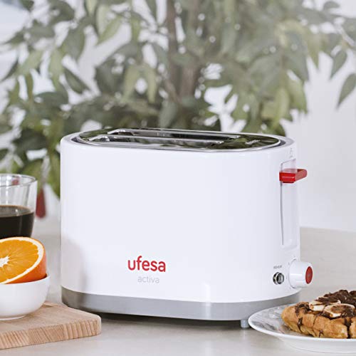 Ufesa TT7385 Tostadora con Potencia 750W y 3 Funciones, Descongelar, Recalentar y Cancelar. Selector Electrnico de 7 Posiciones de Tueste, 2 ranuras/2 tostadas
