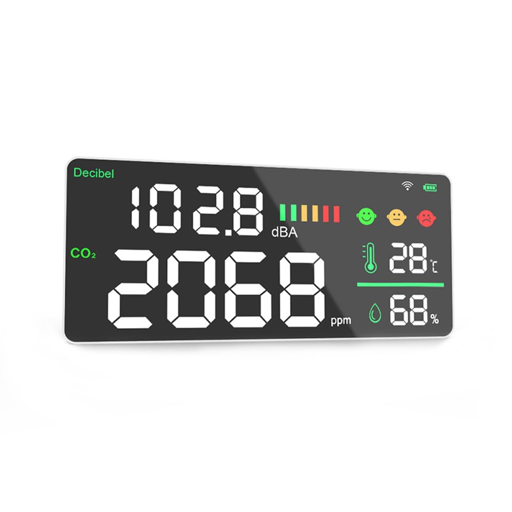Digitales Dezibel zur Wandmontage, 4 in 1, Kohlendioxid-Tester, Temperatur- und Feuchtigkeitstester, Luftqualitätsdetektor, multifunktional