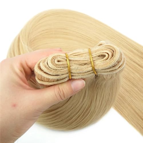 613 extensiones de pelo humano liso 20 pulgadas, color rubio degradado, 100 g, Sew In Silky Natural Brazilian Virgen Hair Double Weft