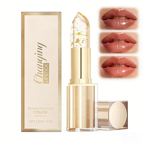 LANEPORD Color Changing Lipstick | Temperature Reactive Lip Tint Adapts to Your PH | Long Lasting Moisturising Gloss with Gold Foil & Smooth Texture (1PC)