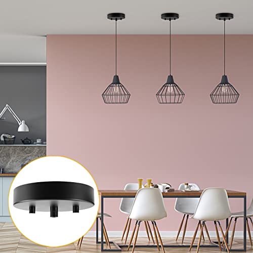Image of Sangle Sopffy Pendant Light Canopy Kit, 4.7 Inches Ceiling Lighting Canopy Kit with All Mounting Hardware Modern Chandelier Ceiling Plate Cover for Pendant Lighting Fixtures, Black (Black)