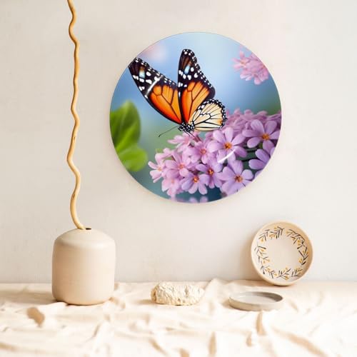 Assiette décorative en céramique avec support de présentation papillon fleurs