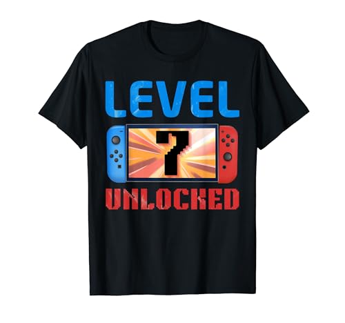 Awesome Level 7 Unlocked 7th Birthday Boy Girl Video Gamer Maglietta