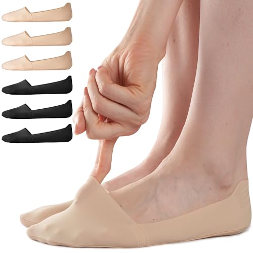 Image of Sofier No Show Socks Womens, Non Slip Low Cut 6 Pairs Thin Silky Dress Footies Liner Invisible Socks Flats Loafers Sneakers