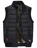 VtuAOL Outdoor Fleece Lined Padded Vest Lightweight Winter Warm Coats for Men Black Asian 7XL/US 2XL