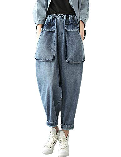 Women’s Casual Denim Loose Wide Leg Harem Pants Elastic Waist Trouser with Pockets www.denim.fit 4 Women’s Casual Denim Loose Wide Leg Harem Pants Elastic Waist Trouser with Pockets www.denim.fit 4