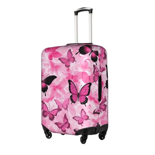 Pink Butterfly Seamless Tile Tsa Approved Luggage Cover For 18-32 Inch Suitcases Scratch-Resistant Stretch Luggage Cover2