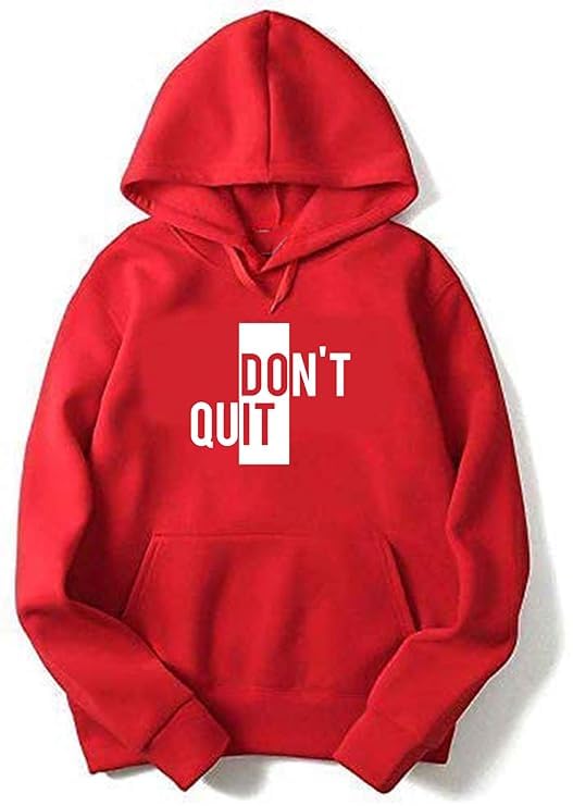 Image of Don't Quit Print Hooded Neck Kangaroo Pocket Winter Wear Sweatshirt for Mens & Boys
