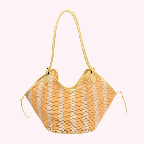 Bolso de hombro de PU y malla grande para playa y viajes de mujer 7