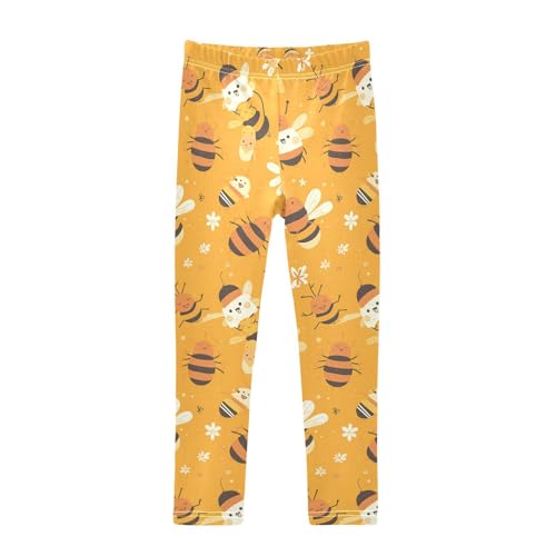 KLL Sweet Honey Pattern Cute Bees Happy Toddler Girls' Leggings Stretch Full Length Yoga Pants Exercise