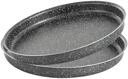 Set of 2 Round Pizza Trays Vulcania Line, Made in Italy, with Stone Effect Coating, Diameter 34 cm image 5