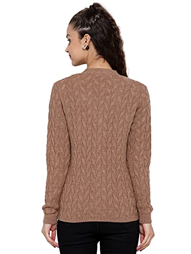 Image of Kalt Women Full Sleeves Cable Button Acrylic V-Neck Sweater