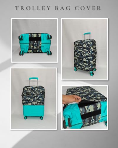 Image of Army Printed Luggage Cover for Traveling Bag & Suitcase - Stretchable & Scratchproof Trolley Protector with Velcro Lock & Lightweight Washable Material(Suitcase Not Included, Only Cover in Product)