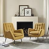 Volans Modern Accent Chair, Egyptian Velvet Fabric Upholstered Armchair for Living Room, Mid Century...