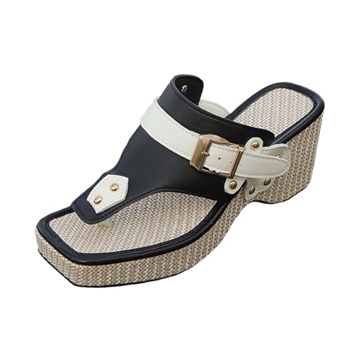 Sandales de plage compensées légères et polyvalentes en couleur unie