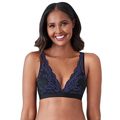 Wacoal Women's Instant Icon Bralette Plunge Bra, Black/Eclipse, XL