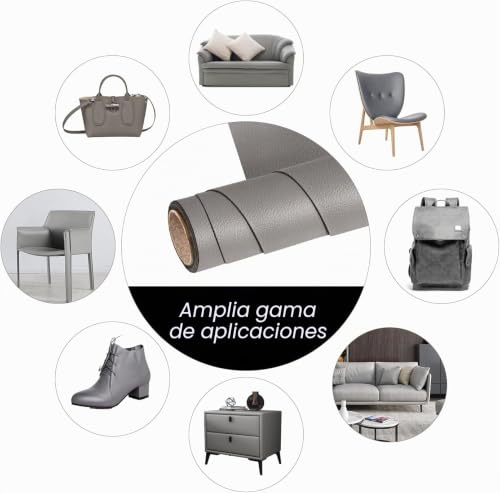 Miniatura 7 de Ajxwde Parche De Piel Autoadhesivo, 60 X 137cm Reparación De Cuero Parches, Cuero Adhesivo, Escai Para Tapizar Adhesivo Para Tapizar Sofás, Asientos De Coche, Muebles Gris
