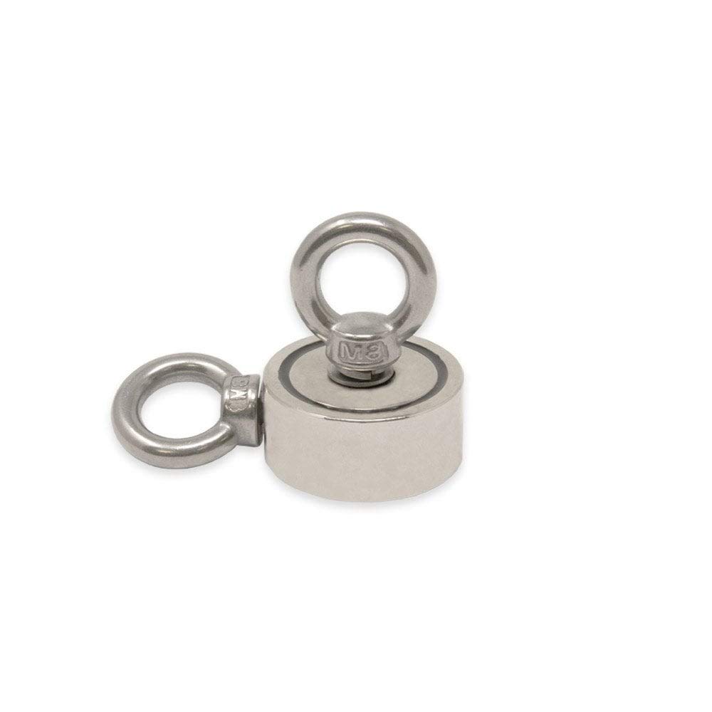 N42 Nagnet Pot Neodymium Con 2X Mo8 Eybolts Per La Pesce Magnet, Rippetco E Treasco Caccia - 48mm Dia x 18mm - 80kg