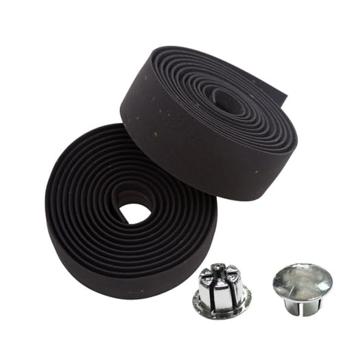 LATRAT Cycling - Cinta para manillar de bicicleta, antideslizante y amortiguadora, cómoda cinta para manillar de bicicleta de ciudad, de carretera, con tapones de bar, color negro