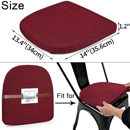 Image of BUYUE Friendly Woven Fabric 14x14 Magnetic Cushion for Metal Chair 1 Piece, Enhanced Anti-Slip Seat Pad for Dining Kitchen Cafe Stackable Chair (U-Shape, Red, 1 Count)