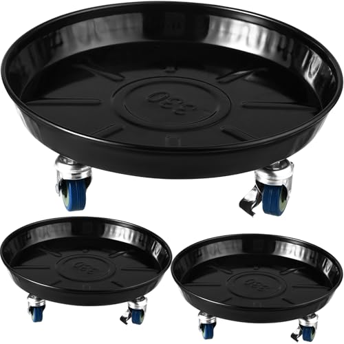 3 Packs Metal Plant Caddy with Wheels 13" Rolling Plant Stand Heavy Duty Plant Dolly with Casters for Indoor and Outdoor Large Planter Casters Potted Plant Mover,Black