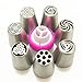 7 sztuk Rosyjski Dekorowanie Porady Tulipanowe Lukier Dysza Rurociągi + 1 Adapter Converter Converter Ciasto Wedding Tort Cupcake Dekoracji Narzędzie do pieczenia (Color : A)