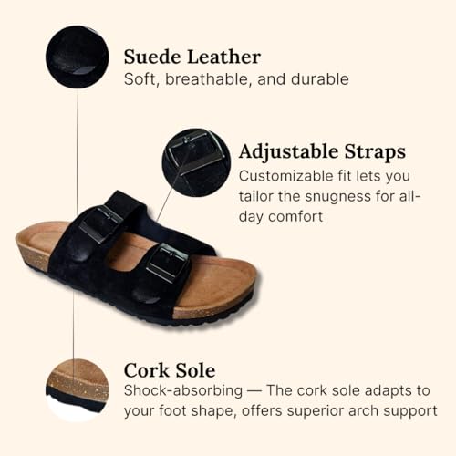 Image of Men Suede Leather Sandals | Cushioned Footbed | Comfortable | Casual Slip-on Slippers