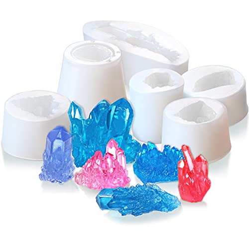 6 Pieces Crystal Cluster Moulds Silicone Crystal Moulds Epoxy Quartz Rock Moulds Resin Casting Mould for DIY Tray Cake Crafts Decorations Making Supplies, 6 Styles 6 Pieces Crystal Cluster Moulds Silicone Crystal Moulds Epoxy Quartz Rock Moulds Resin Casting Mould for DIY Tray Cake Crafts Decorations Making Supplies, 6 Styles