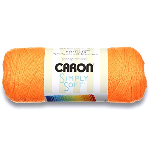 Image of Caron Simply Soft Solids Yarn, Gauge 4 Medium, 100% Acrylic Neon Orange - Machine Wash & Dry