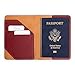 PEGAI Full-Grain Handmade Leather Passport Holder |Travel Wallet Cover Case with Credit Card Holder |Travel Document Organizer for Men and Women | Diplomat (Burgundy)