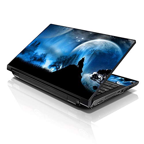 Image of LSS 17 17.3 Inches Laptop Notebook Skin Sticker with 2 Wrist Pads - Reusable Cover Protector Vinyl Sticker Cover Decal Fits 17 inch - 19 inch HP Asus Acer Samsung - Wolf at Night Pattern
