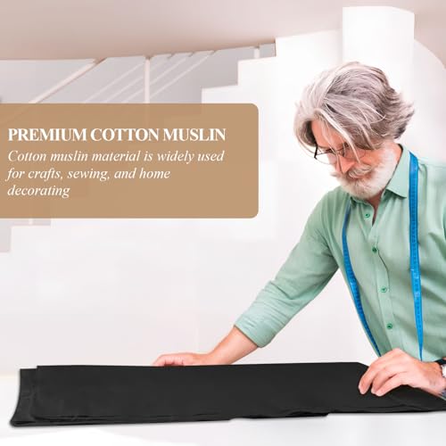 Image of 100% Cotton Muslin Fabric, 59 Inch X 5 Yards Black Fabric by The Yard | Medium Weight, Easy Care, Fabric for Sewing Embroidery , Garments, Crafts Material, Apparel Cloth