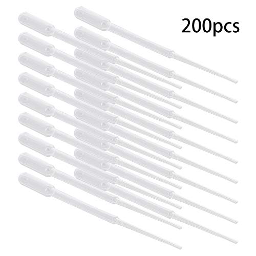 Image of Othmro 200Pcs 3ml Disposable Plastic Transfer Pipettes,Calibrated Dropper Clear Pipettes Liquid Dropper Suitable for Ear Eye Essential Oils Makeup, Science Laboratory, DIY Art 185mm Length