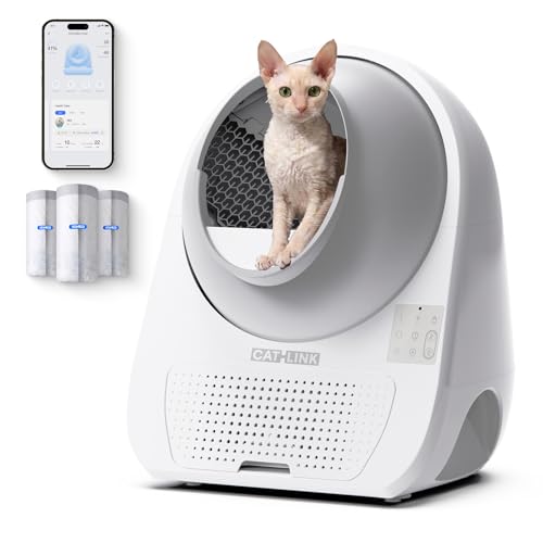 CATLINK Self Cleaning Cat Litter Box for Multiple Cats, Health Monitoring, Automatic Litter Box with APP, Triple Odor Control, Includes 60 Trash Bags, 65L Extra Large Robot (Luxury Pro-X)