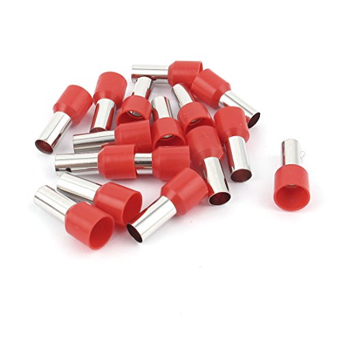 uxcell Wire Crimp Terminal Pre Insulated Ferrule E16-12 6AWG with 15 Piece, 16 mm, Red