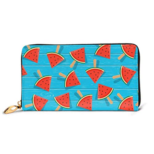 Preisvergleich Produktbild JHGFG Mode Handtasche Reißverschluss Brieftasche Wassermelonenscheiben auf blau Telefon Clutch Geldbörse Abendkupplung Blocking Leder Brieftasche Multi Card Organizer