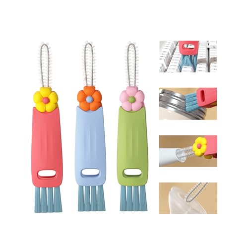 3 Stück Becherdeckel-Reinigungsbürste, Flaschendeckel Bürste 3 In 1, Cup Lid Cleaning Brush, Multifunktionale Spaltreinigungsbürste, für Verschiedene Tassen und Flaschen, Tassendeckel Lücken Bürste