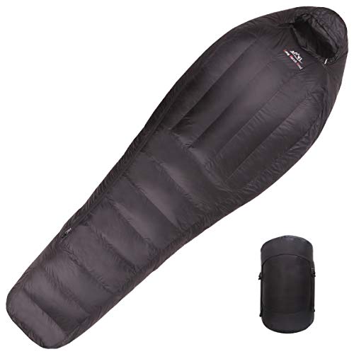 LMR寝袋 シュラフ 冬用 高級ダウン寝袋 マミー型 登山/キャンプ アウトドア 防災用 避難用 防水 (羽毛量1500g, ブラック)