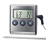 immagine prodotto Candeon Digitale Termometro Carne Barbecue, Termometro Cucina Digitale Con Sonda E Timer, 0-250°C Termometro Per Alimenti Termometri Da Forno Con Allarme Per Cottura Bbq Alimentare Arrosto Griglia
