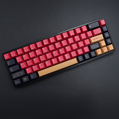 Image of MOLGRIA Red Samurai Keycaps, 129 Set PBT KeyCaps for Gaming Keyboard, Cherry Profile Dye Sublimation Custom Keycaps with Puller for Gateron Kailh Cherry MX Switch 104 /87 /71 /61 60 Percent Keyboard