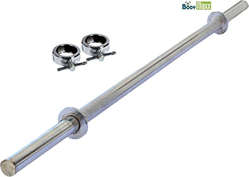 Image of Body Maxx 4 Feet Plain & 3 Feet Curl Rod & Locks with Dumbbell Rods
