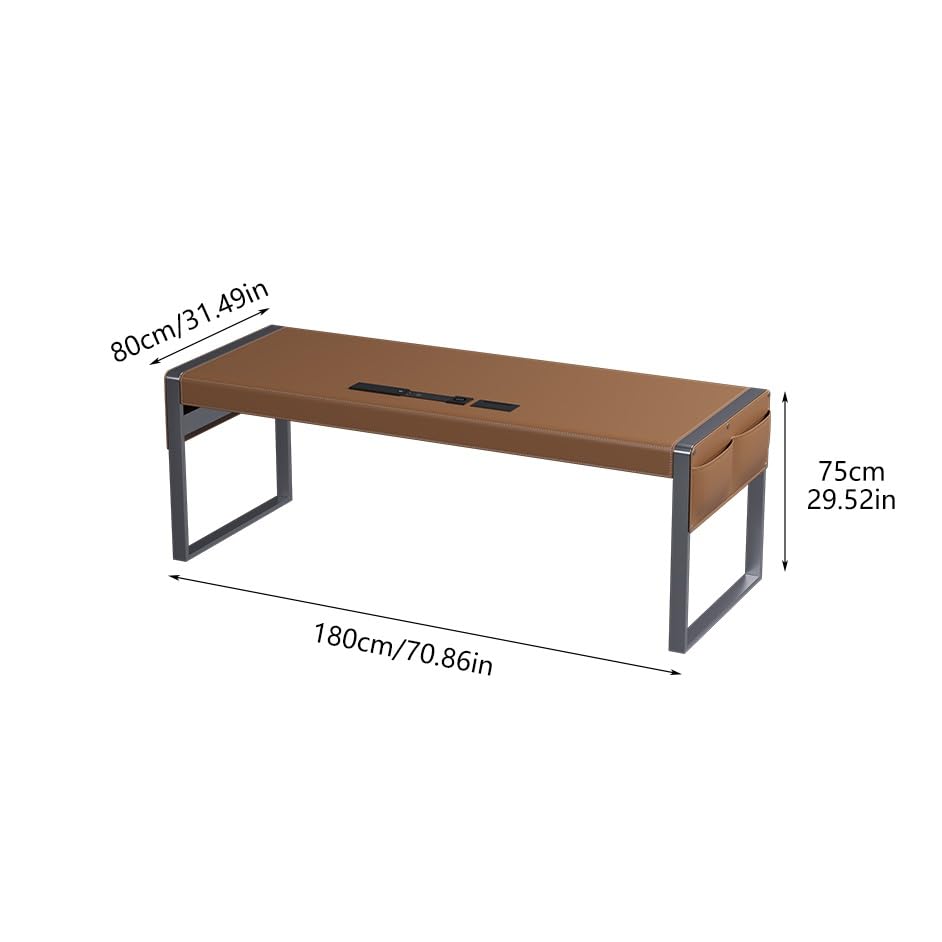 Tavolo Da Gioco Scrivania Da Ufficio Banco da Lavoro Semplice Legno Massiccio per un Solo Spazio, Tavolo Consultazione Bellezza Medica Cuoio, Mobili Ufficio Moderni(180x80x75cm)