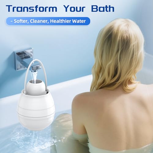 Bath Water Filter for Tub Faucet with Overflow, 10-Layer Filtration, 7500 Gallons, Removes Chlorine, Hard Water Softener, Vitamin C, Skin & Hair Care