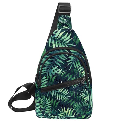 Bolsa bandolera para viajes Leaf con diseño verde tropical multicolor