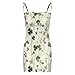 Sexy Mini Dresses for Women - Vintage Grass Green Print Short Spaghetti Strap Bodycon Dresses for Women