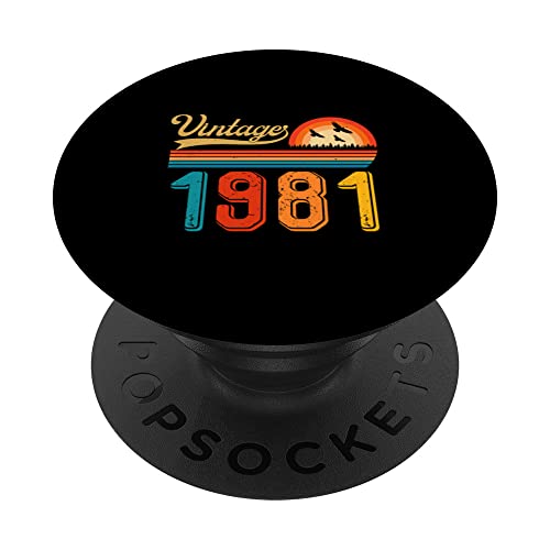 Regalo de 42 cumpleaños, 42 años, para hombres y mujeres, retro, vintage, 1981 PopSockets PopGrip Intercambiable