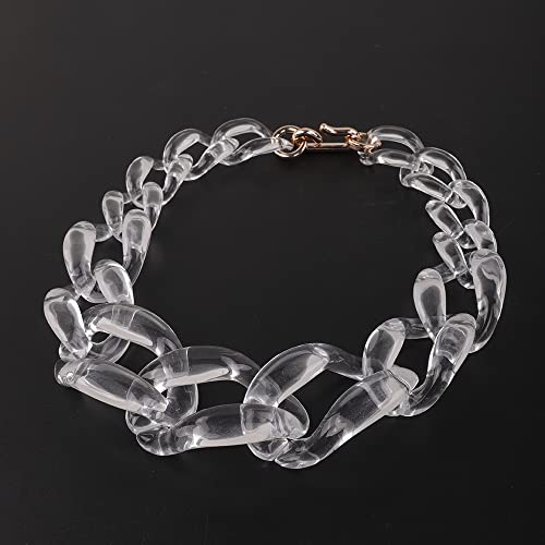Wiwpar Acrylic Choker Necklace Statement Chunky Fashion Acrylic Necklace Colorful for Women (White)4