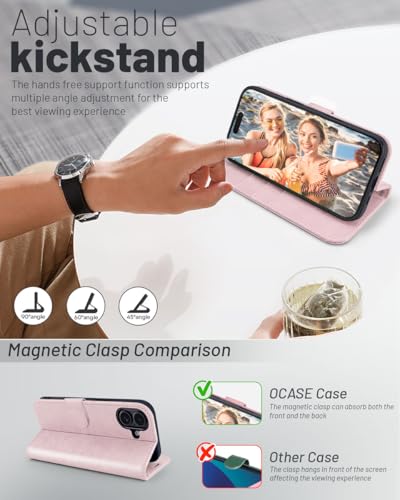 OCASE for iPhone 16 Case, PU Leather Wallet, Magnetic Flip Folio Cover with RFID Blocking, Card Holders, Shockproof TPU - Image 3