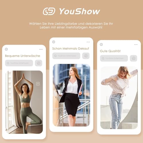 YouShow Unterhosen Damen 5er Pack Baumwolle Hohe Taille Unterwäsche Slip Stretchanteil(Beige,L) 6